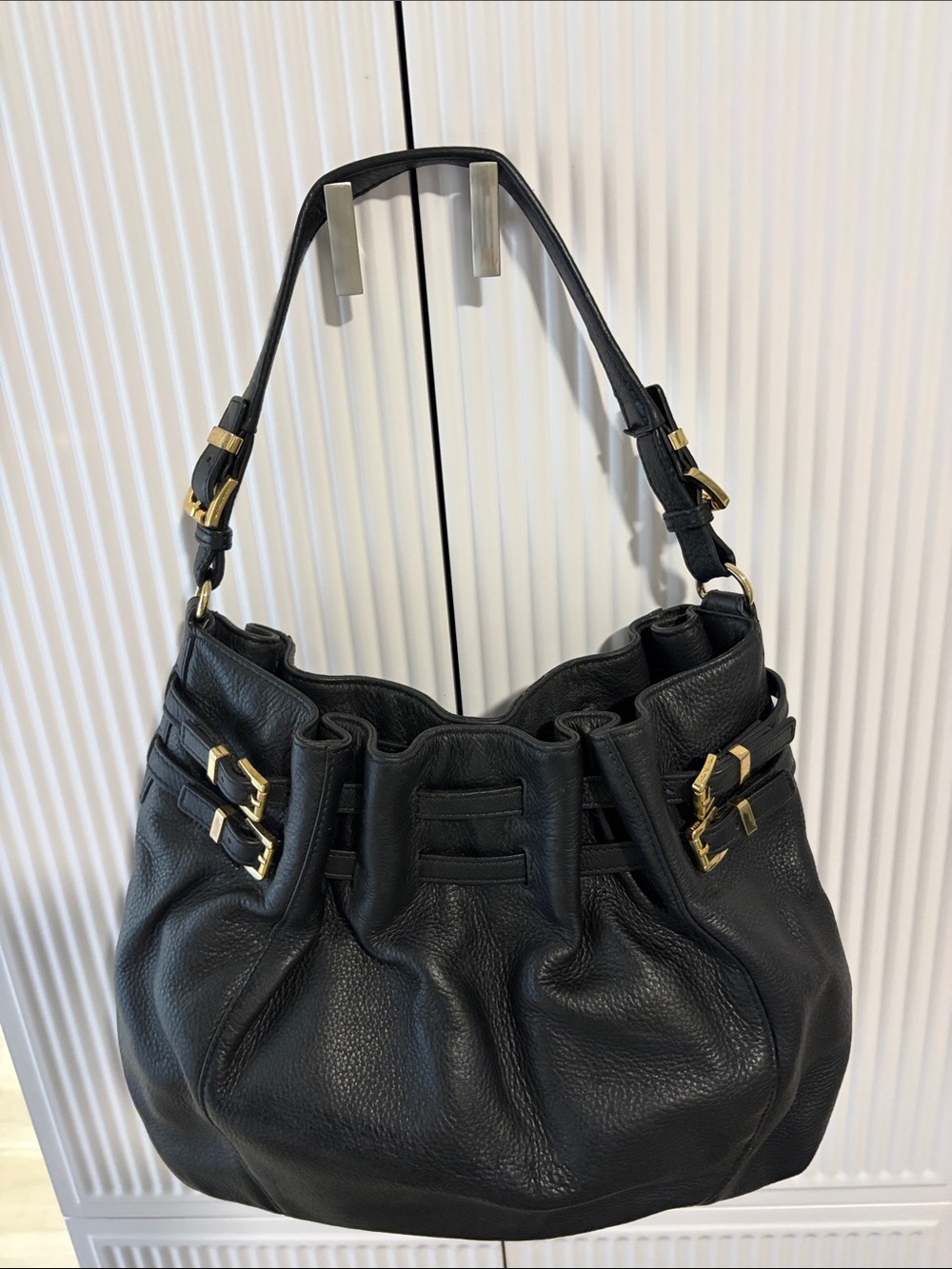 Michael Kors Black Leather Shoulder Bag with Gold Hardware. Perfect condition.